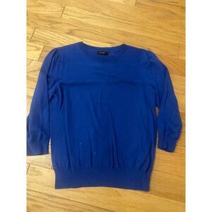 Halogen women's 3/4 puff sleeve crew neck knit sweater Blue Size S